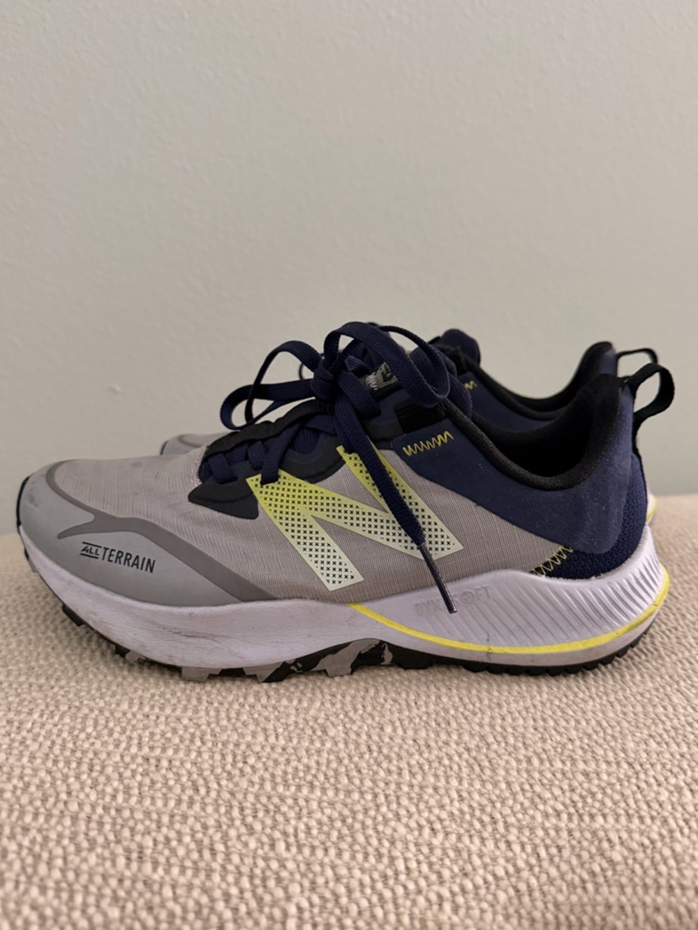 New Balance Grey, Navy & Neon Yellow Trail Runner